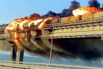 Crimea bridge visuals, Crimea bridge damage, huge explosion on crimea bridge that connects russia, Crimea bridge