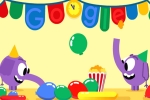 google games, new year's day 2018 google doodle, google doodle marks new year s eve with a pair of cute elephants, Doodle