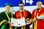 Ram Charan Doctorate breaking, Ram Charan Doctorate latest, ram charan felicitated with doctorate in chennai, Pictures