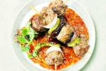 Roasted Lamb Dumplings serving, Roasted Lamb Dumplings food, recipe roasted lamb dumplings and dates with lebanese salsa, Lebanese salsa