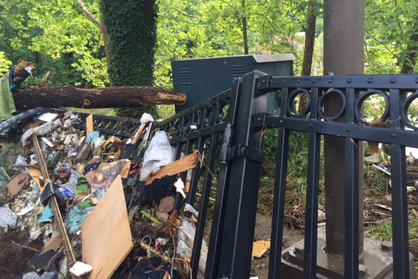 After-flood Debris clean up indicated homecomings