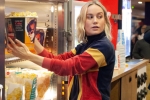 Brie Larson in AMC theaters, Brie Larson in captain marvel, captain marvel star brie larson surprises her fans in amc theaters by serving popcorn, Captain marvel