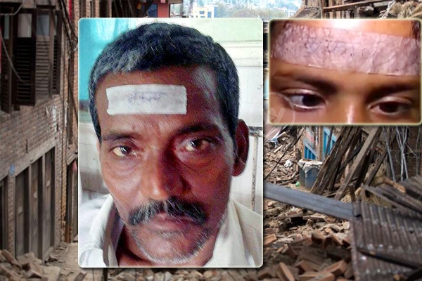 Bhukamp stickers on Quake Victims&rsquo; heads in hospitals!},{Bhukamp stickers on Quake Victims&rsquo; heads in hospitals!